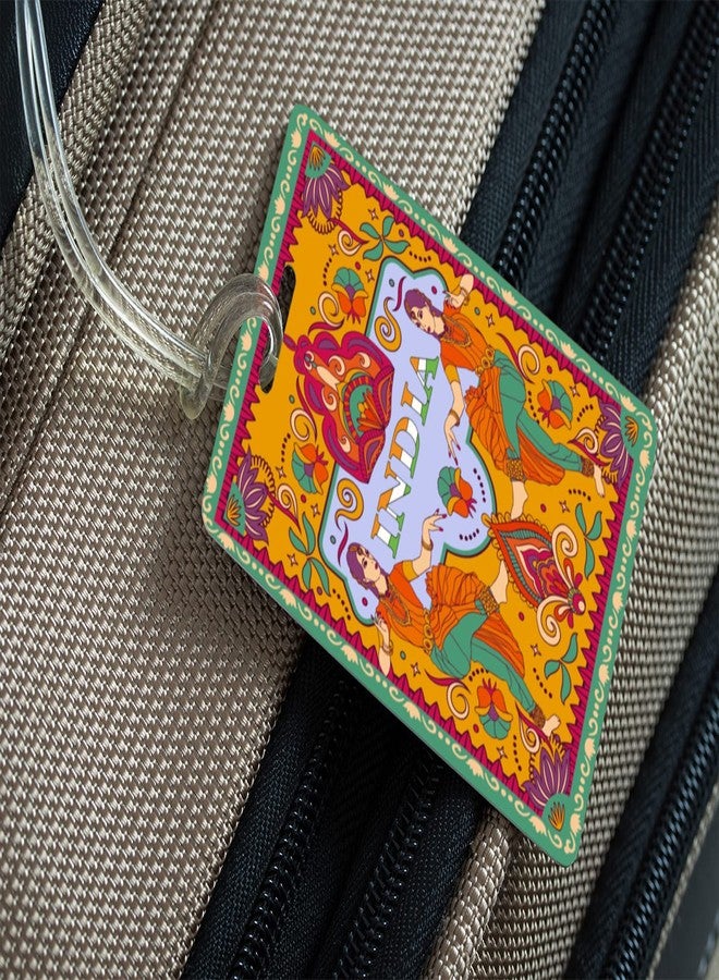 100yellow® Indian Theme - 01 Luggage Tags, Bag Tag Travel Id Labels Tag for Baggage Suitcases Bags with Silicon| Multicolor - Image 3